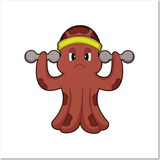 Octopus Fitness Dumbbells Sports Posters and Art